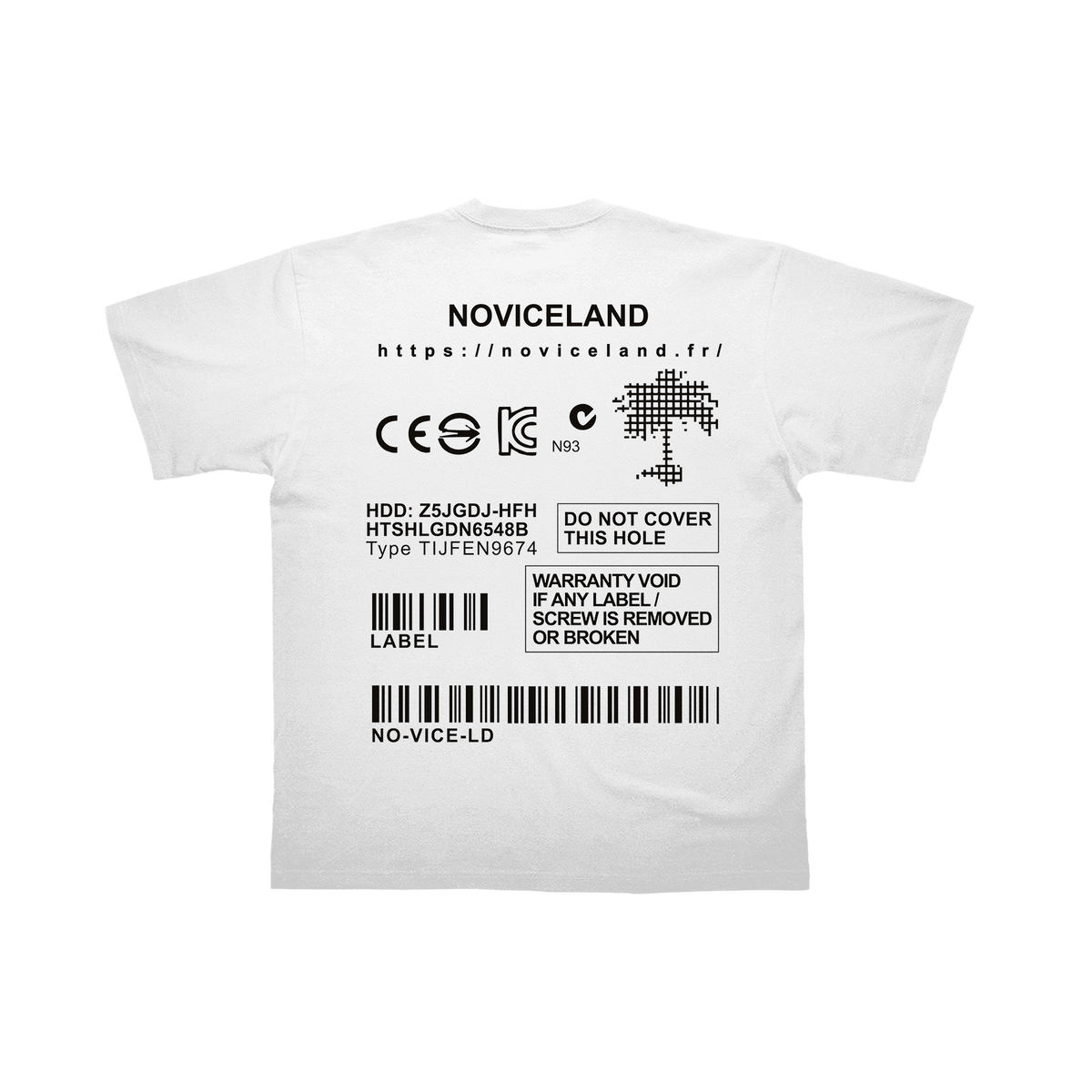 T-shirt Noviceland - Code barre blanc